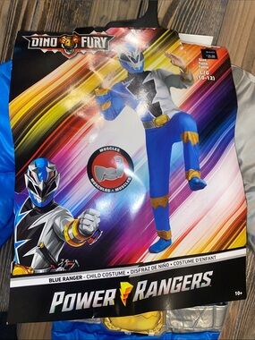 Power Ranger Blue and Gold Muscle chest Dino Fury Kids Costume
